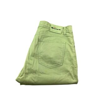Kiton Napoli Green Button Fly Flat Front Men's 5 Pocket Pant Size 34x29 Mint